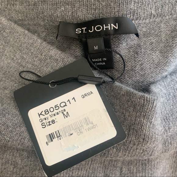 St. John Light Wool-Blend Knit Pants Grey Melange - Picture 8 of 11